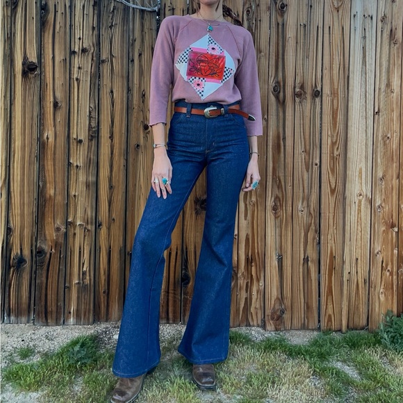 Vintage 60s 70s upcycled patchwork crewneck - Picture 4 of 14